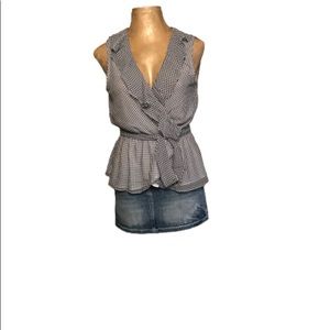 Max Studio plaid faux wrap top